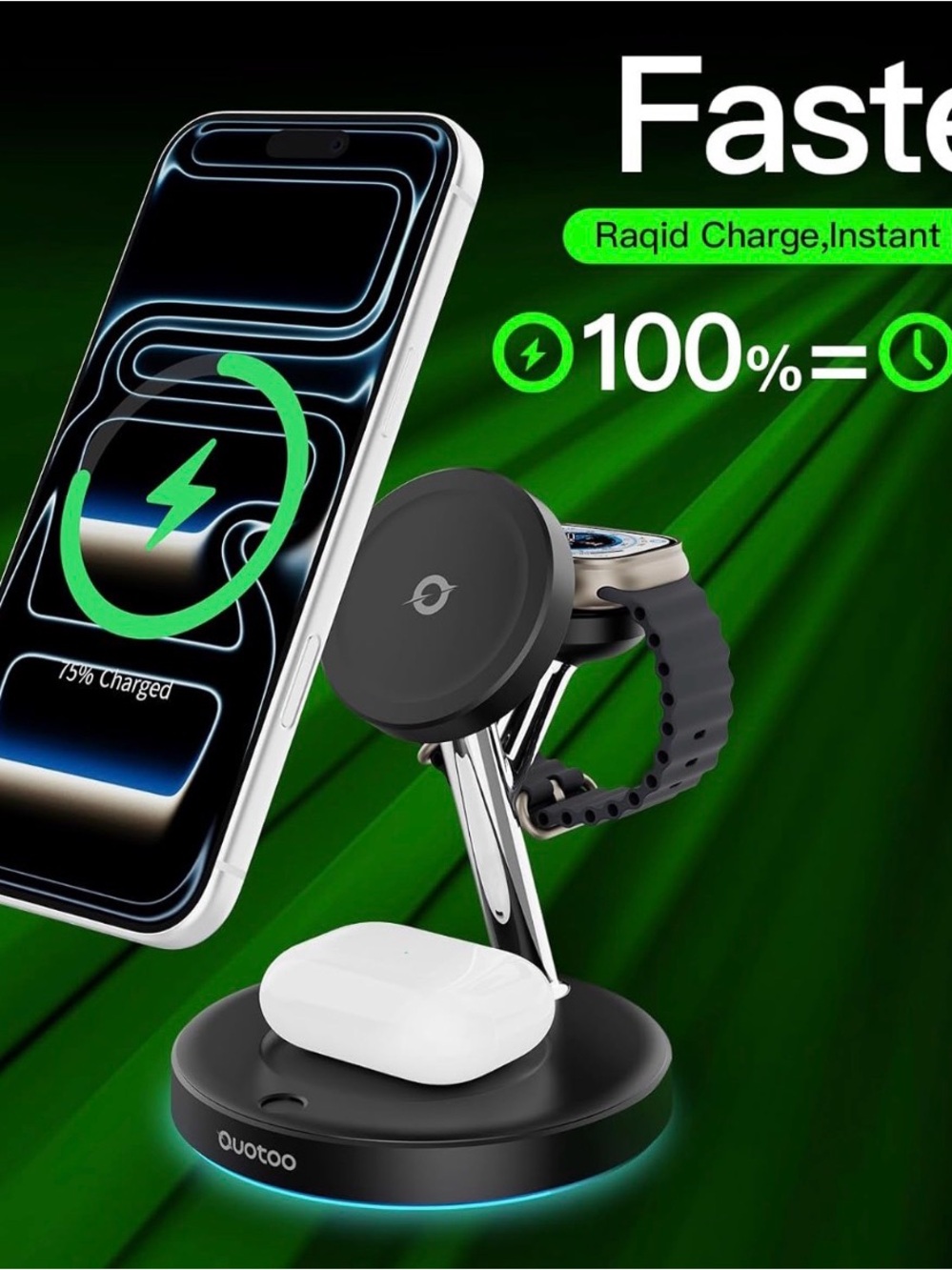 3-in-1 Wireless Charging Stand – Black